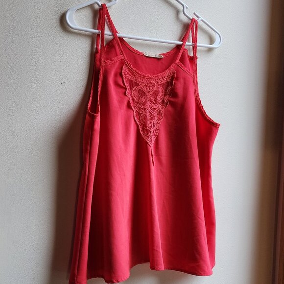 Haute Society Hot Pink Lace Tank Top Size Small - Picture 3 of 12